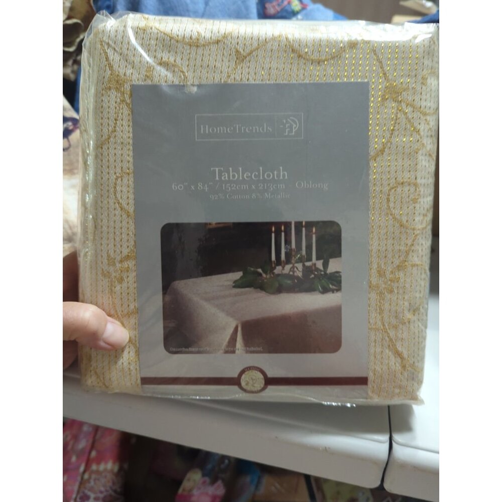 Vintage Home Trends Fabric Majestic Holiday Tablecloth Cotton 60”x 84” Oblong